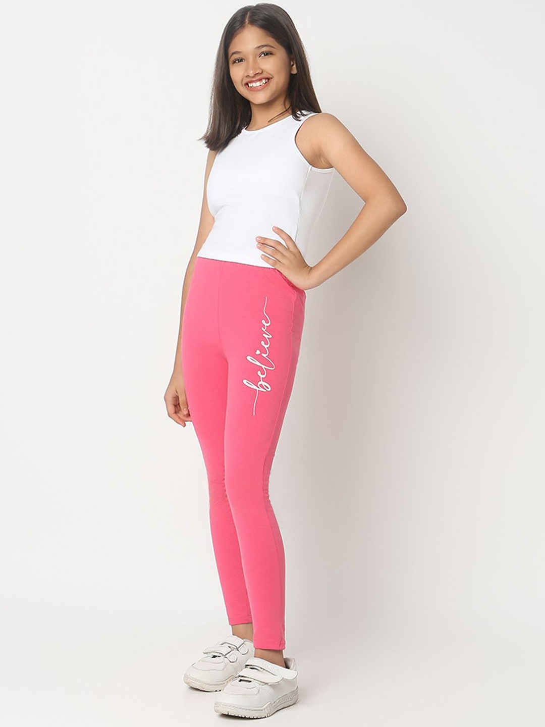 

You Got Plan B Girls Printed Ankle-Length Leggings, Pink