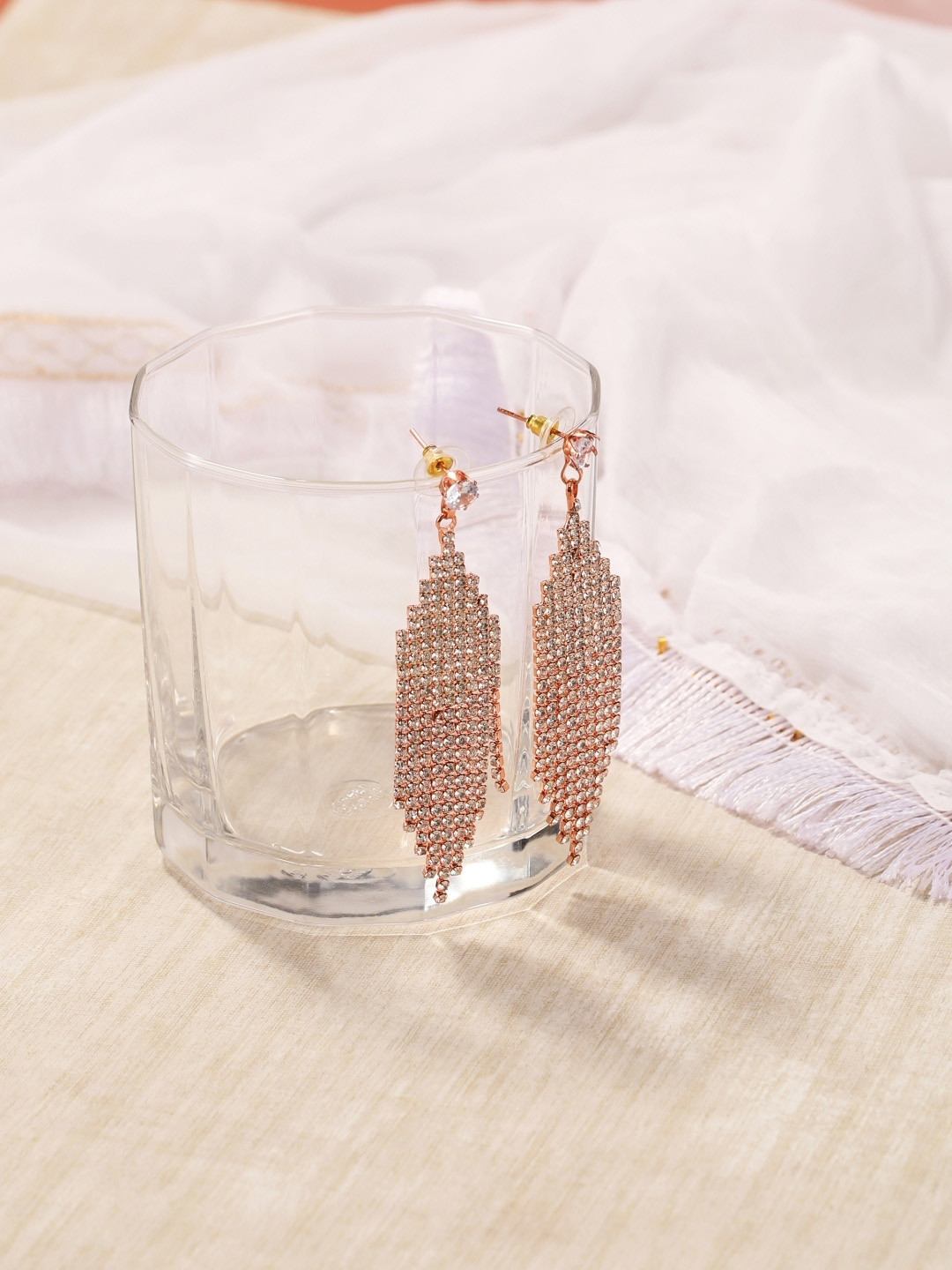 

KPOP Contemporary Drop Earrings, Rose gold