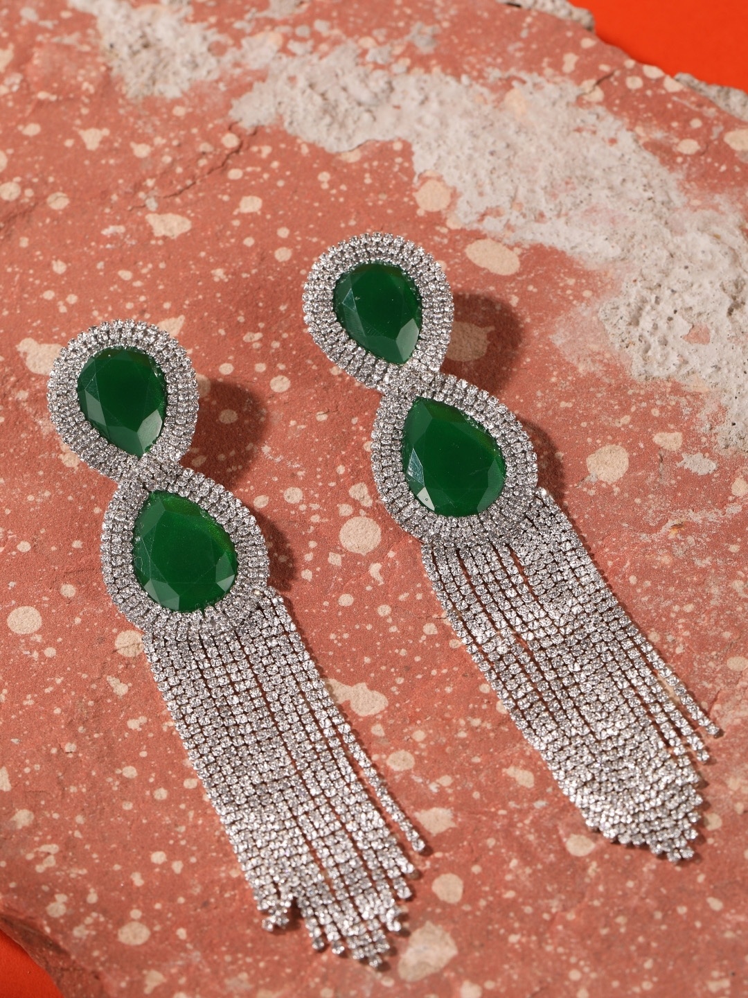 

KPOP Silver-Plated Rhinestone Studded Contemporary Drop Earrings