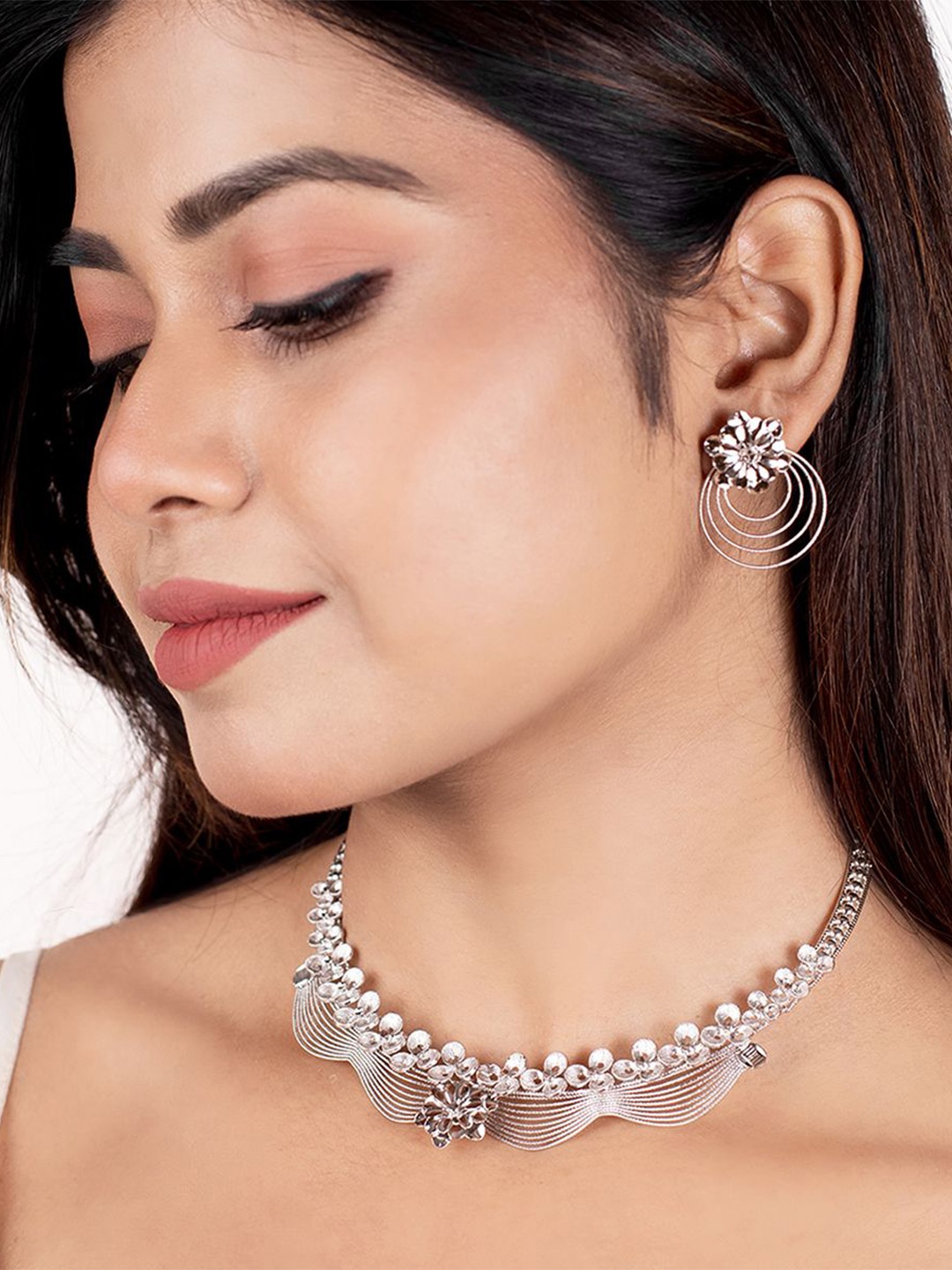 

SILBERRY 925 Sterling Silver Rhodium Plated Jewellery Set