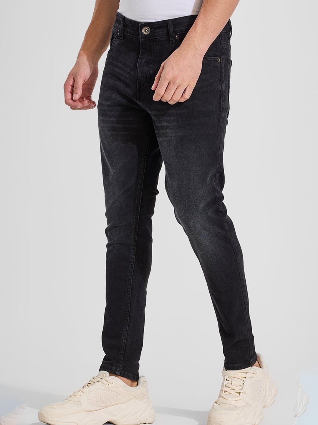 

Snitch Men Narrow Skinny Fit Light Fade Stretchable Jeans, Grey