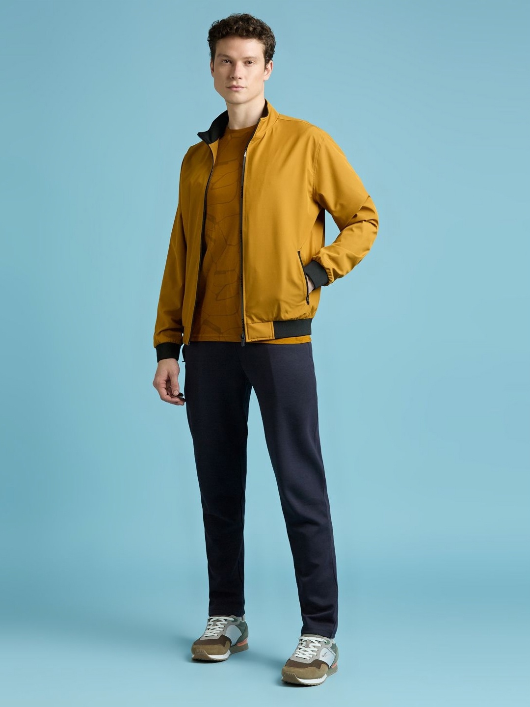 

Pepe Jeans Men Abstract Printed Round Neck Cotton T-shirt, Mustard