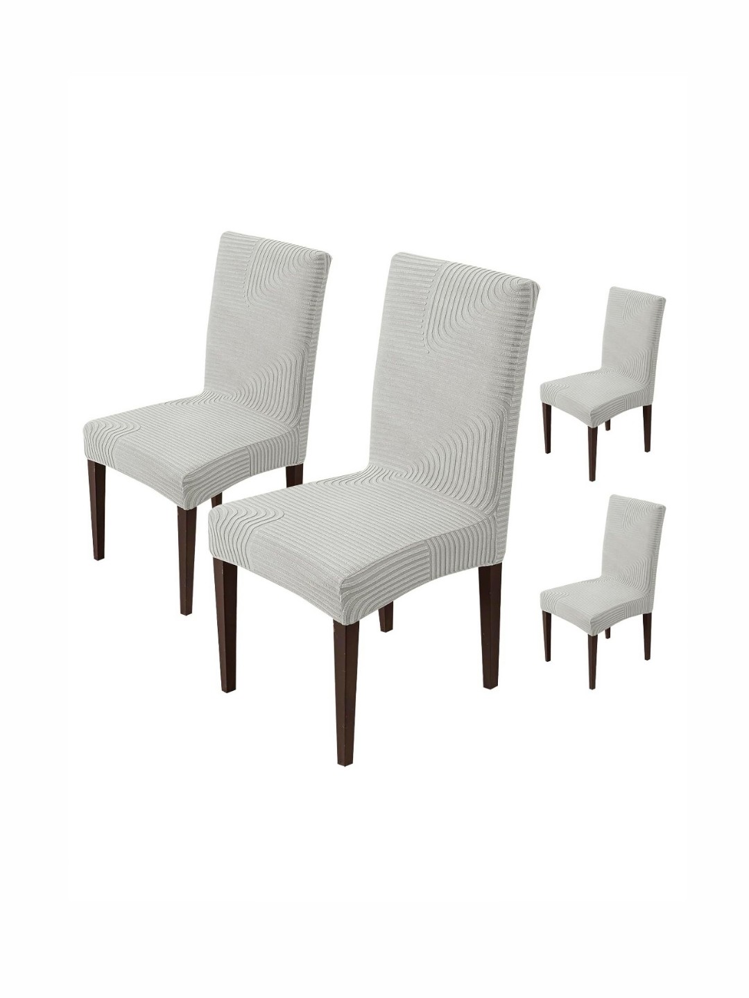 

HOUSE OF QUIRK Grey 4 Pieces Jacquard Removable & Washable Chair Covers