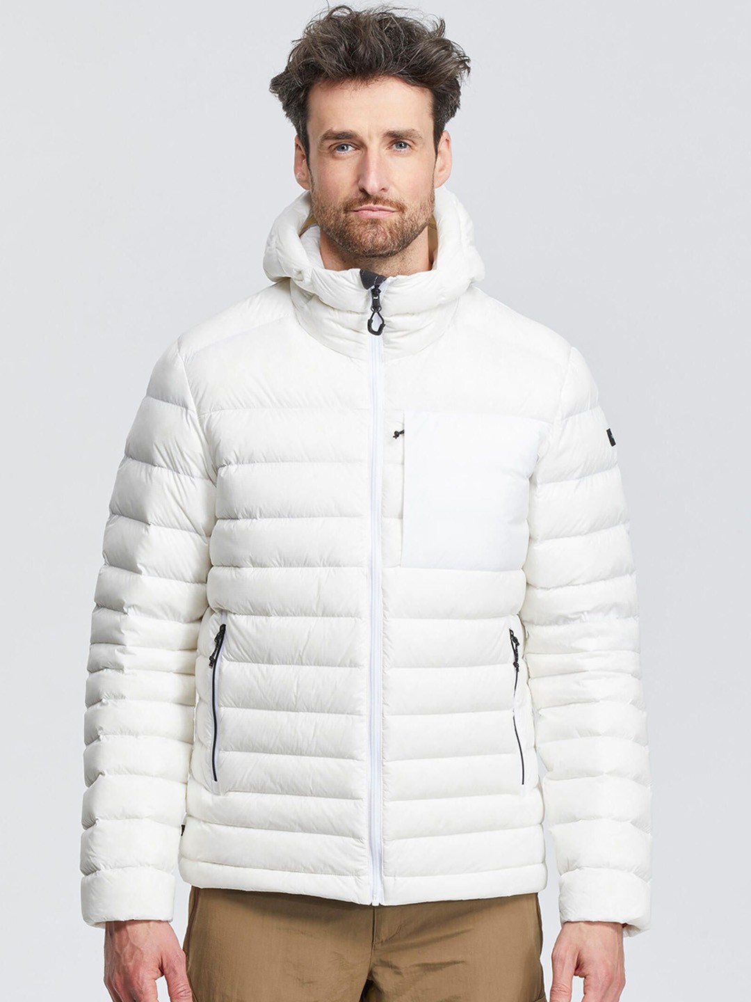 

FORCLAZ By Decathlon Men Hooded Jacket, Beige