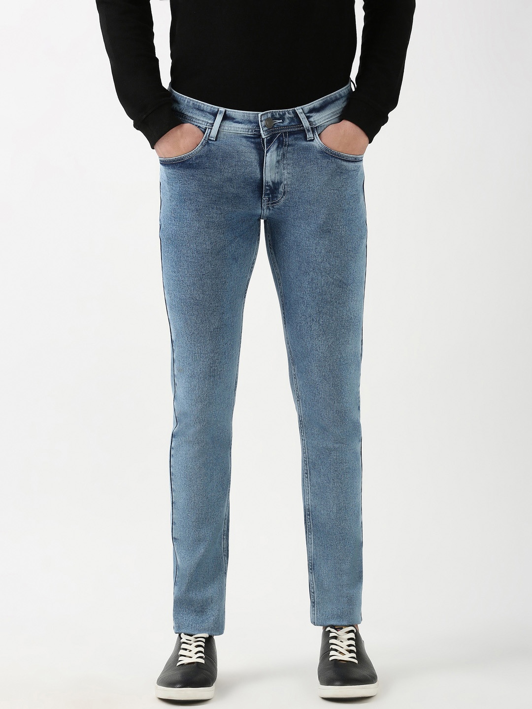 

Peter England Casuals Men Slim Fit Heavy Fade Jeans, Blue