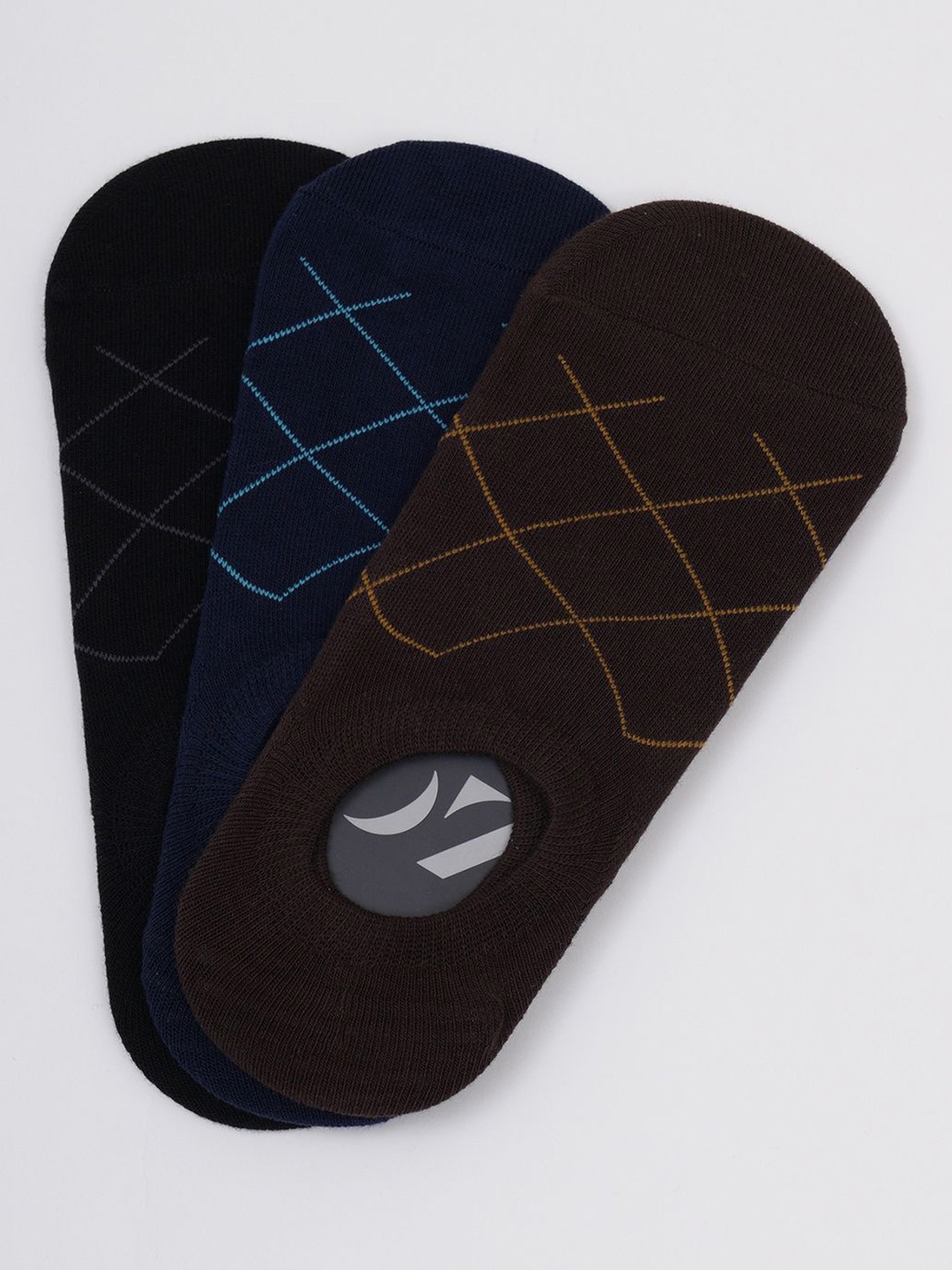 

OXYZONE ALON Men Pack Of 3 Patterned Shoe Liner Socks, Black