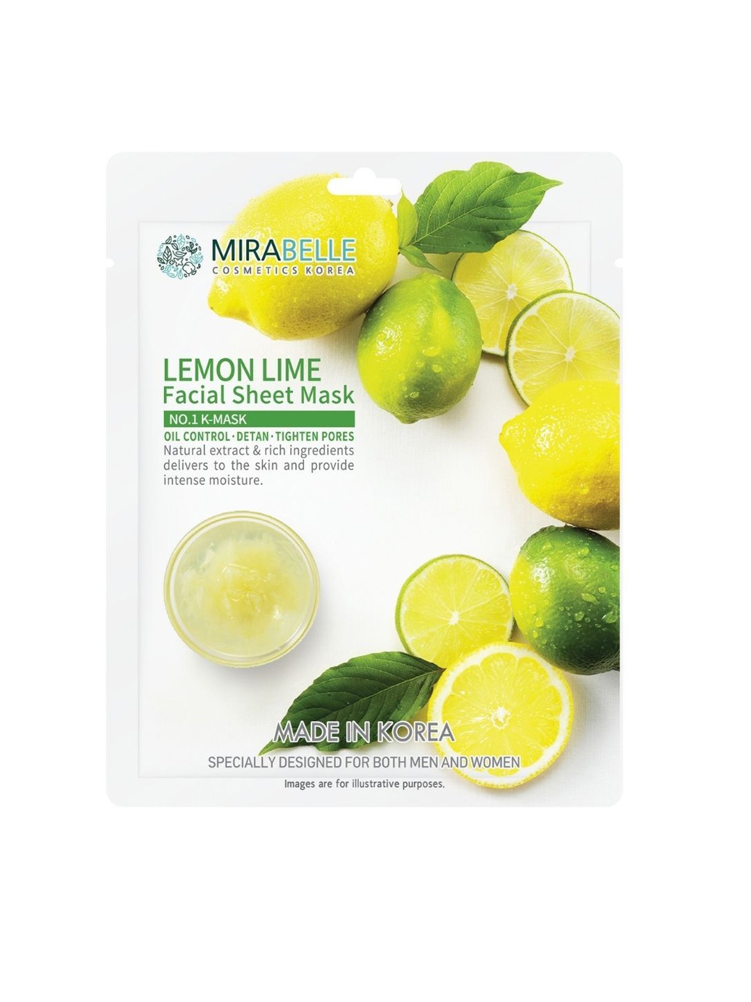 

Mirabelle Cosmetics Korea Lemon Lime Facial Sheet Mask - 25 ml, White