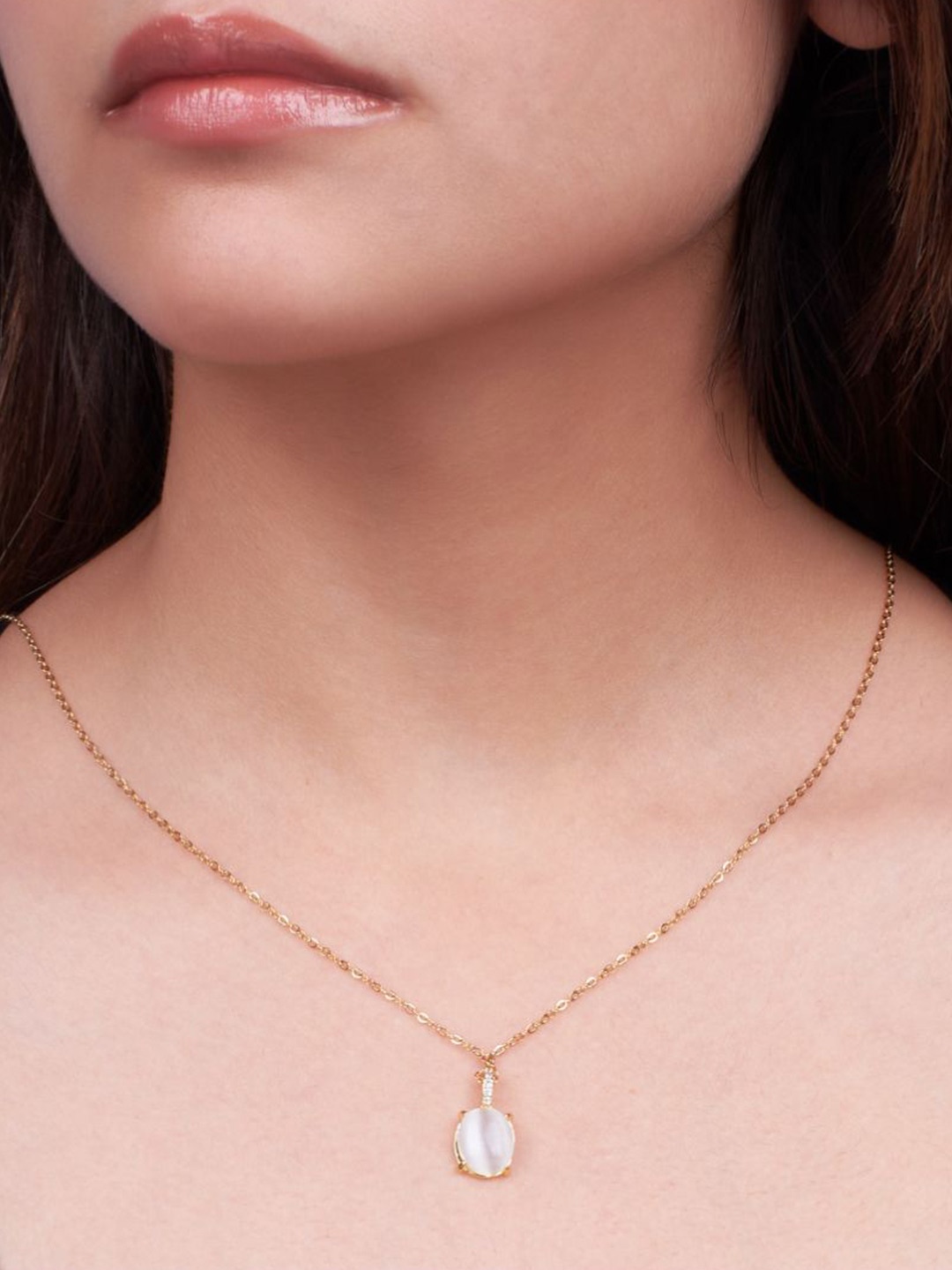 

SALTY Stainless Steel Stone Studded Chain, Gold