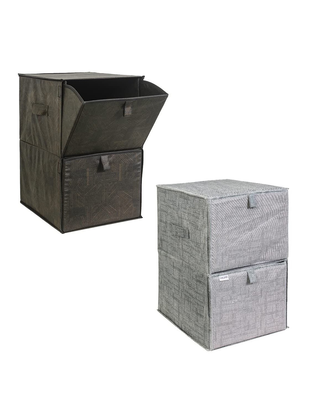 

prettykrafts Grey & Black 2 Pieces Reusable Multi-Utility Organisers