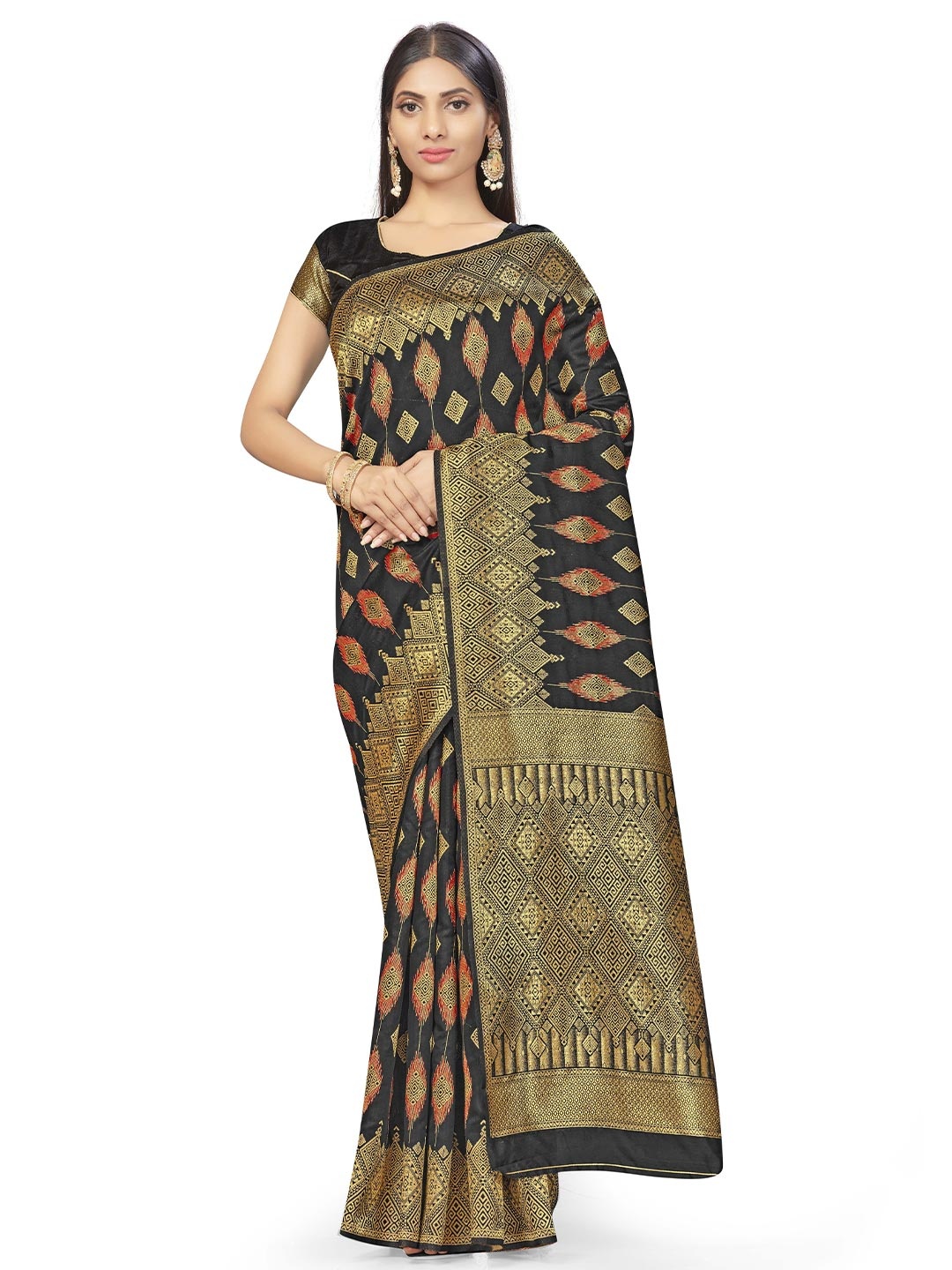 

Maroosh Woven Design Zari Banarasi Saree, Black