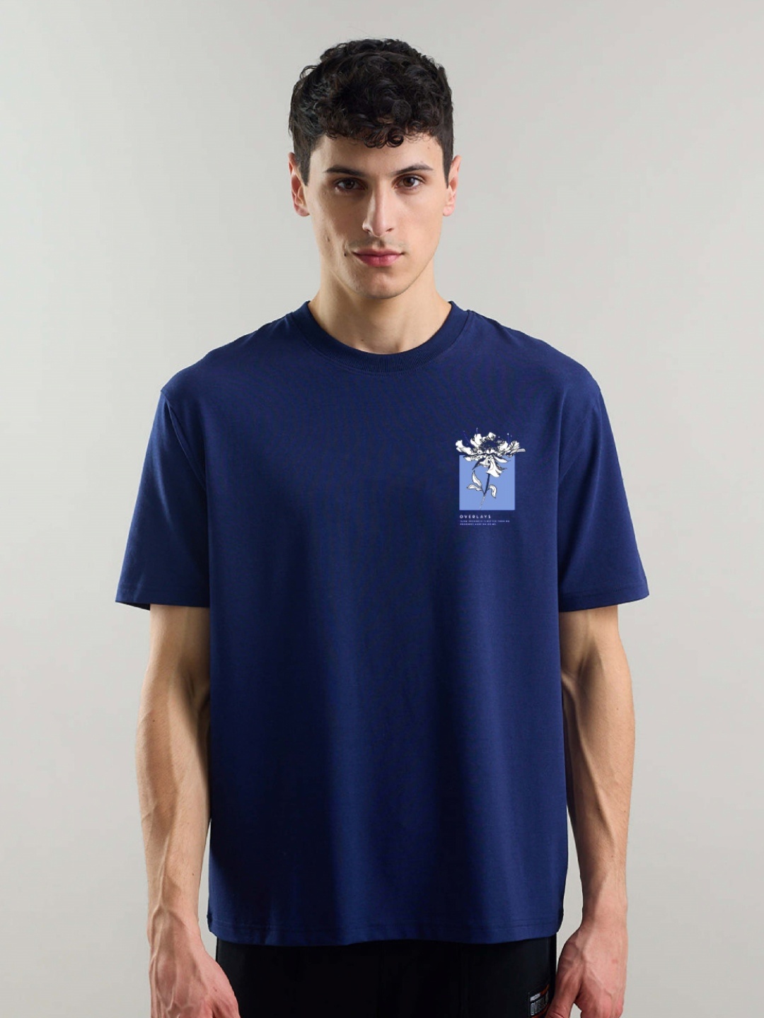 

Overlays Round Neck Short Sleeves Ultra Soft Relaxed Fit T-shirt, Navy blue