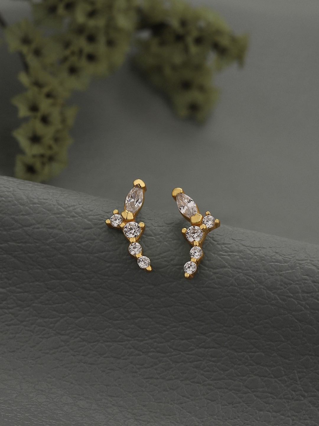 

House of Pataudi Gold-Plated 925 Sterling Silver Contemporary Studs