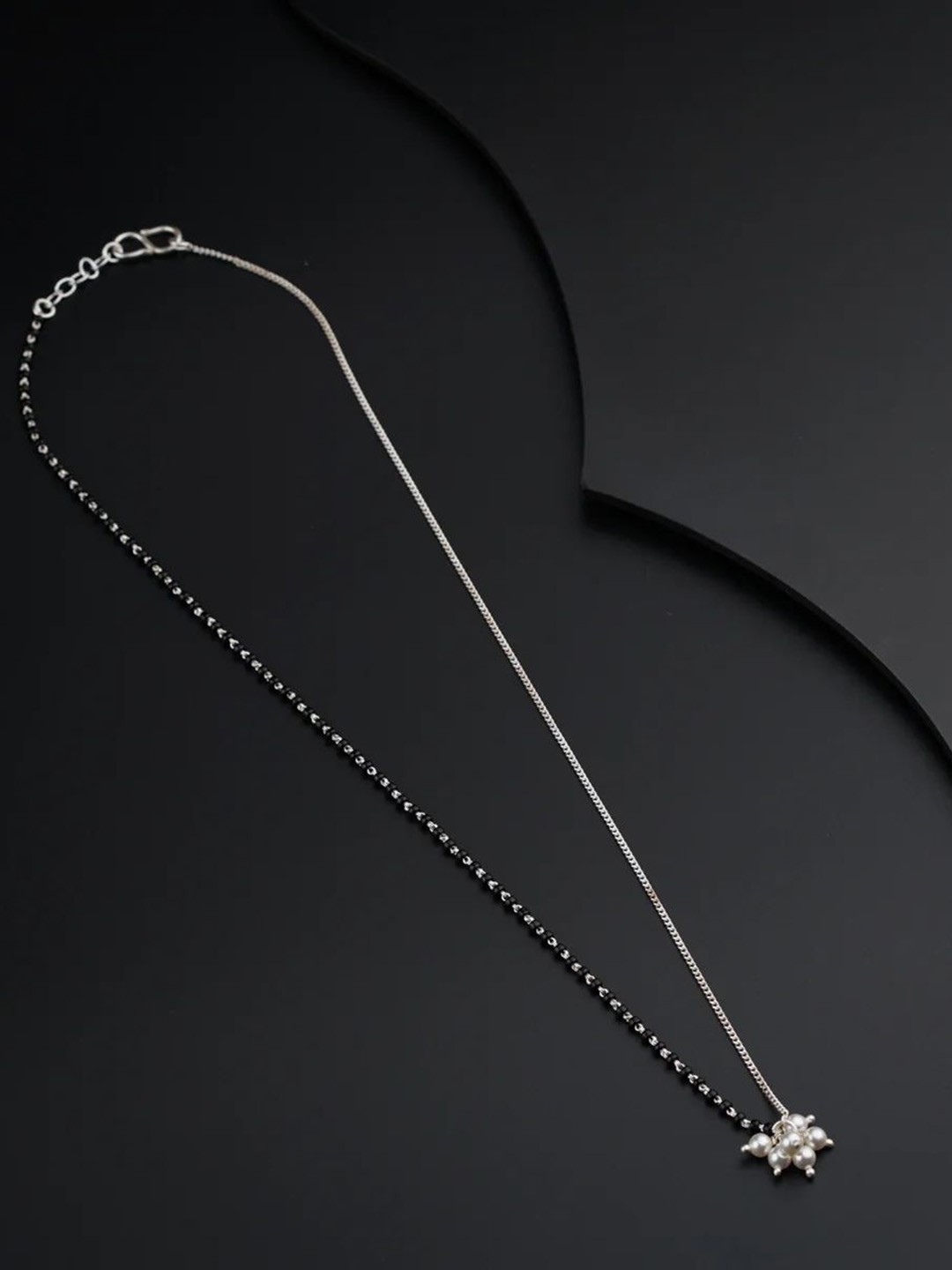 

House of Aadyaa 92.5 Silver Beaded Mangalsutra