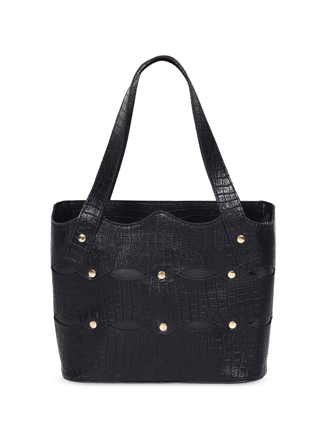 

White Lily Women Structured Handheld Bag, Black