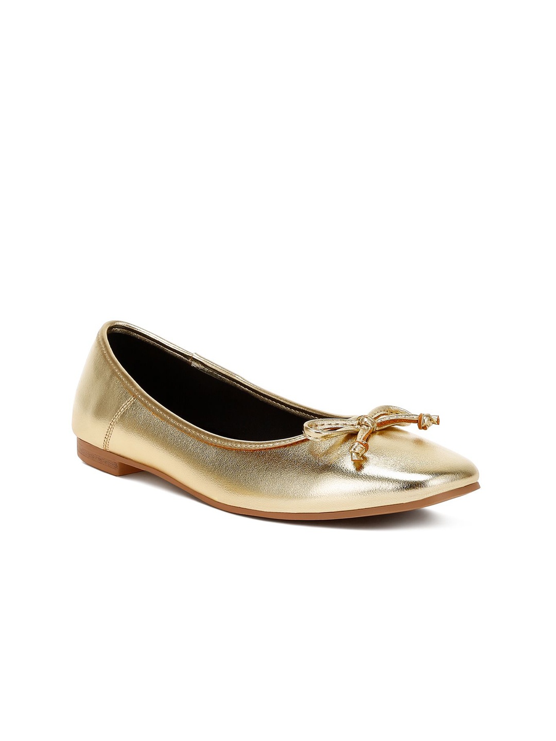 

RAG & CO Women Solid Slip-On Leather OxfordsCasual Shoes, Gold