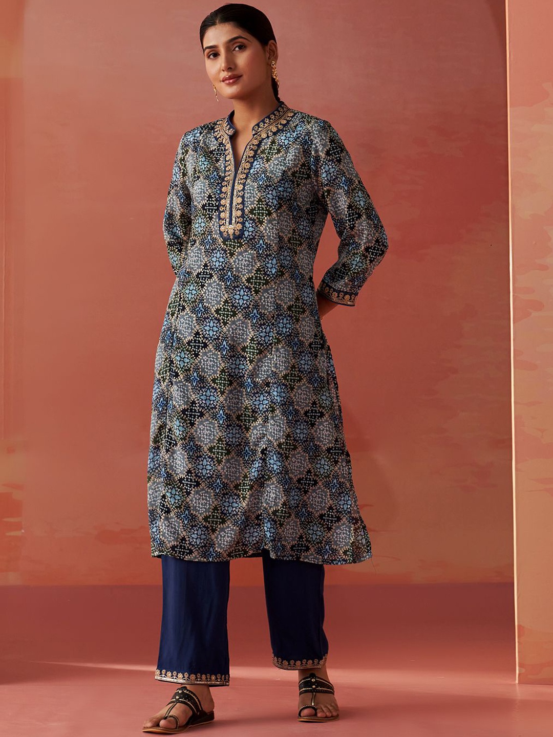 

Lakshita Women Top With Trousers Co-Ords, Blue