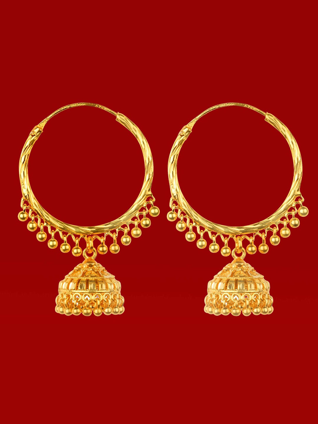 

Heer Collection Contemporary Jhumkas Earrings, Gold