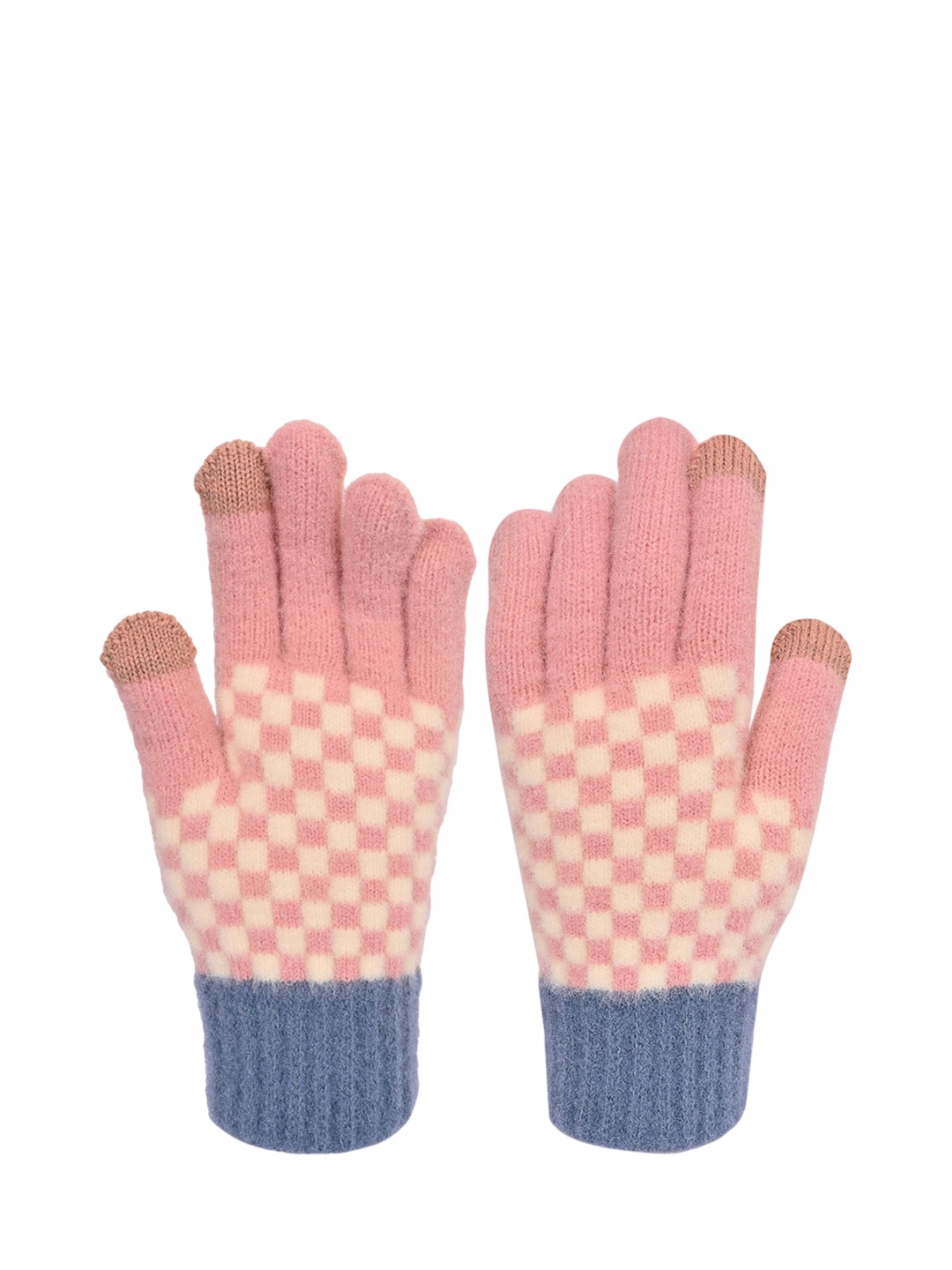 

LOOM LEGACY Women Checked Touchscreen Gloves, Pink