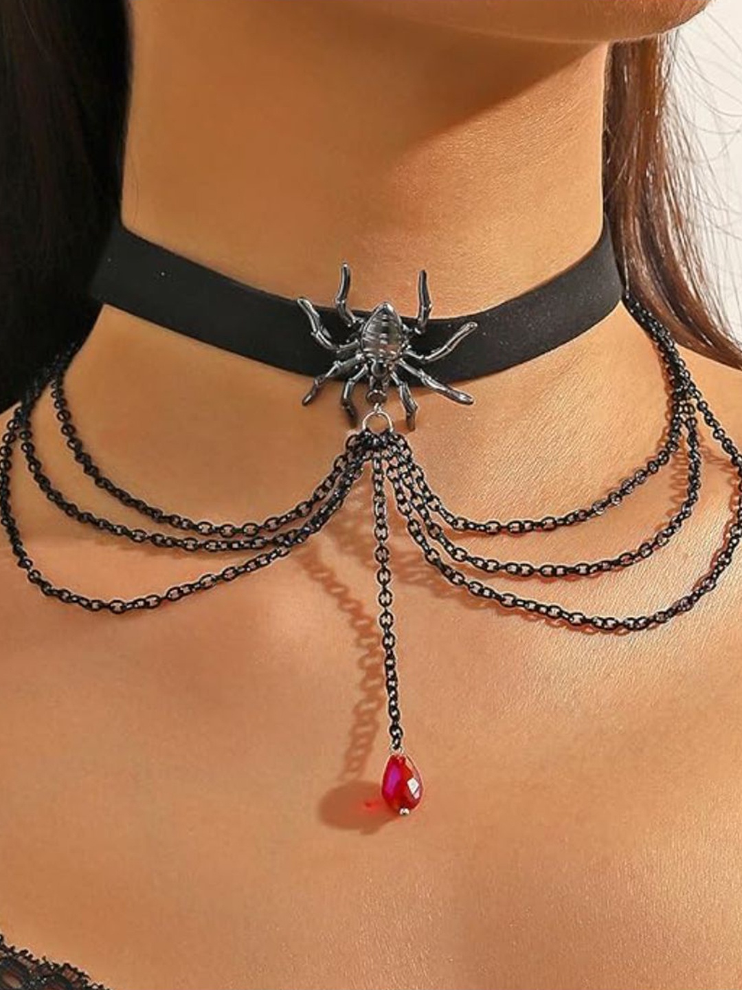 

SALTY Wicked Web Choker Layered Necklace, Silver