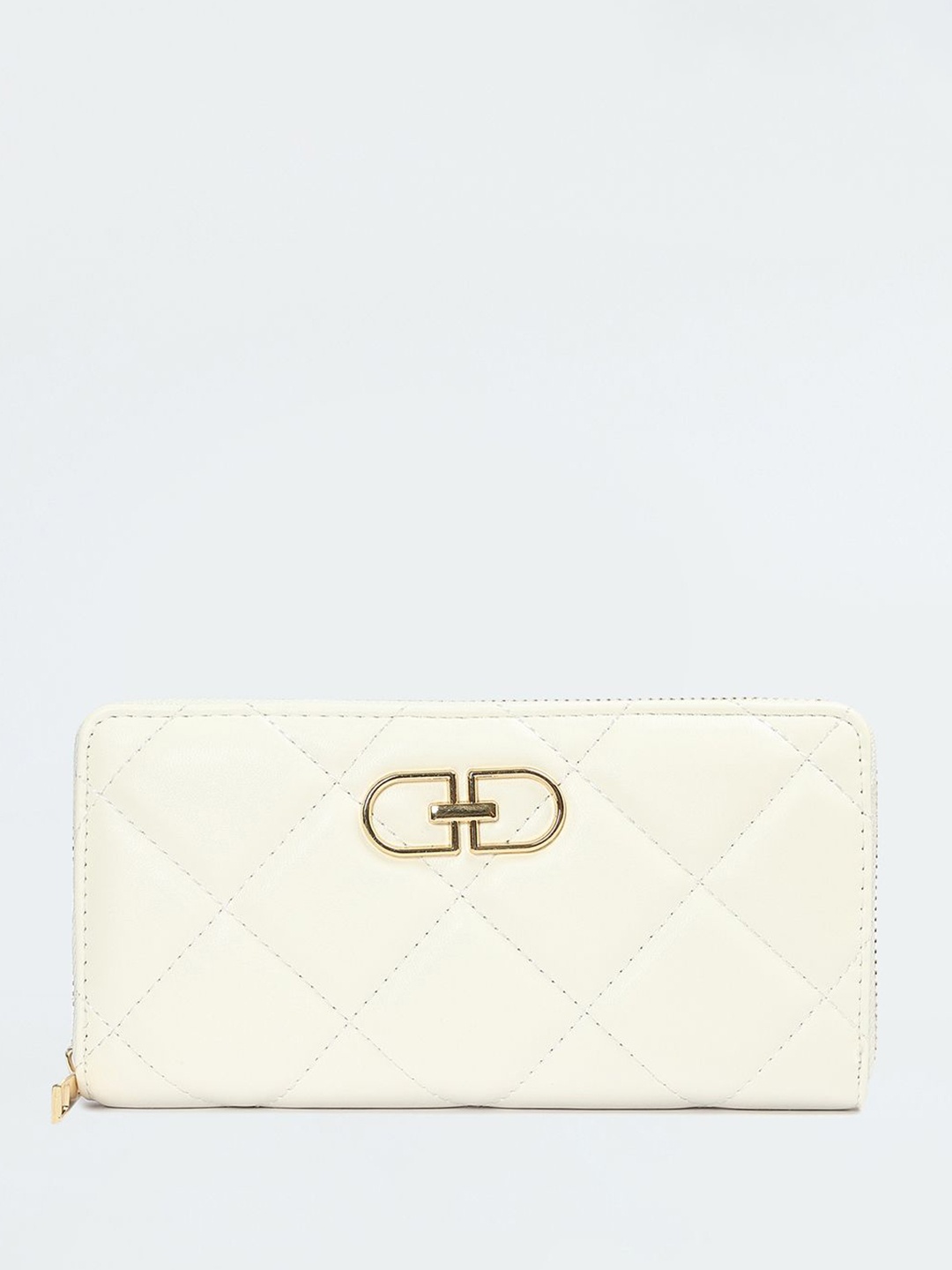 

max Women Zip Detail PU Zip Around Wallet, Off white