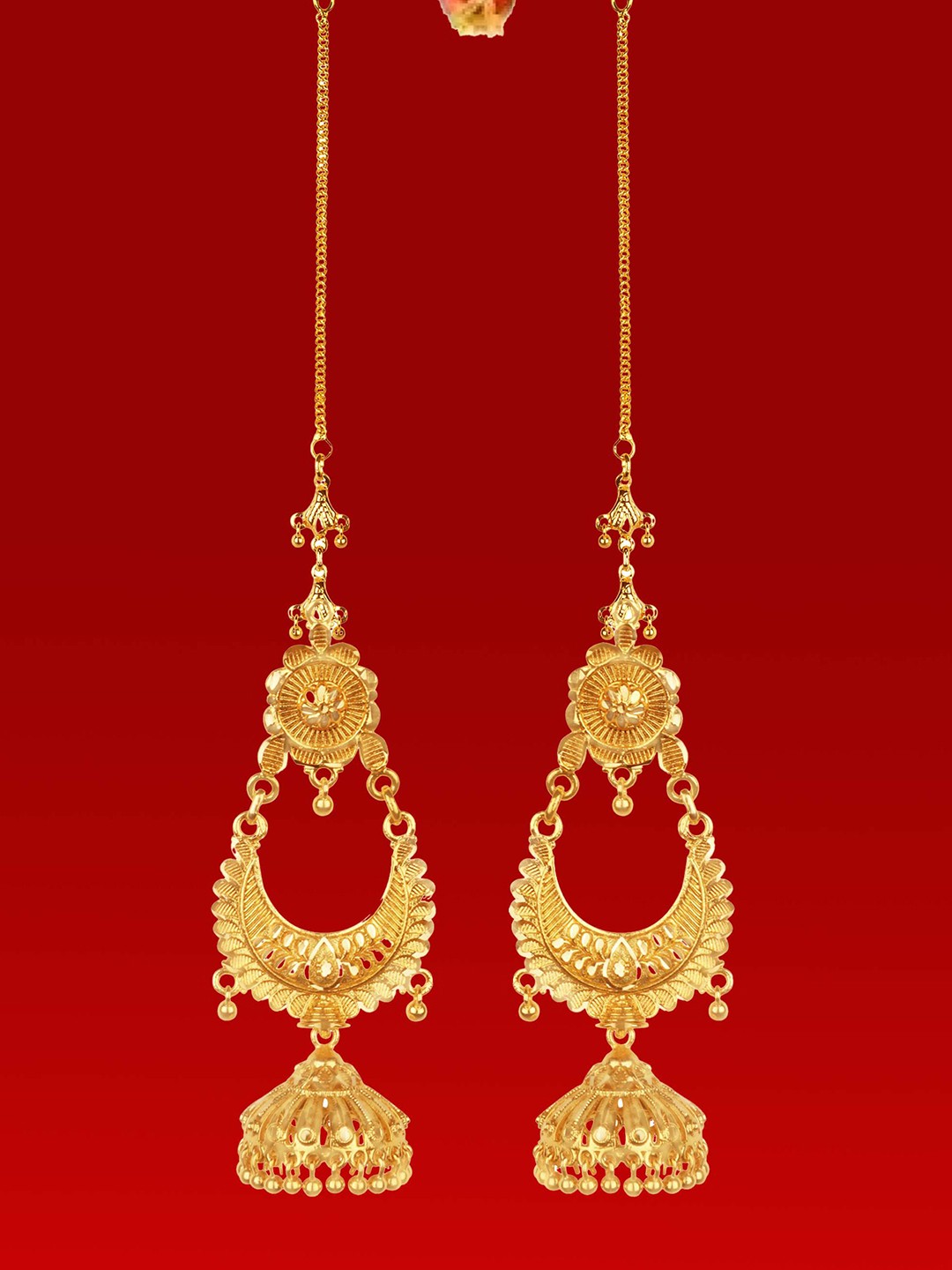 

Heer Collection Contemporary Jhumkas Earrings, Gold