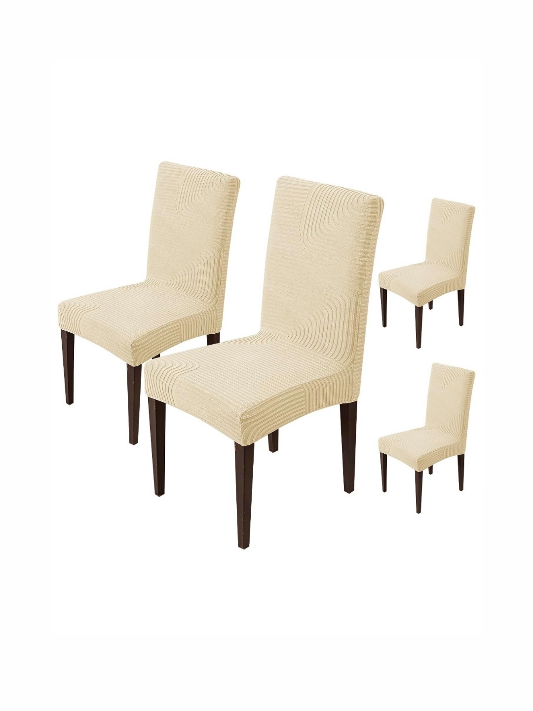 

HOUSE OF QUIRK Cream-Coloured 4 Pieces Jacquard Self Design Removable Chair Covers