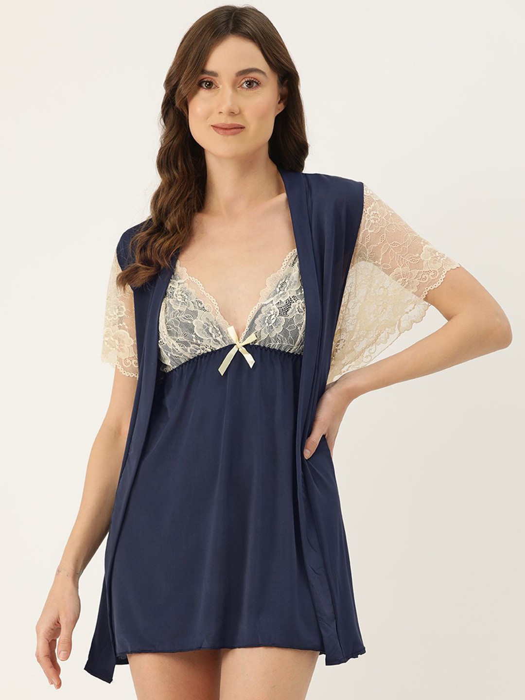 

Ms.Lingies Women Satin Shoulder Straps Baby Doll, Blue