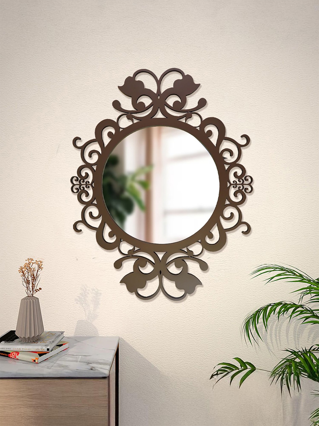 

Ekhasa Brown & Transparent Decor Wooden Wall Mirror