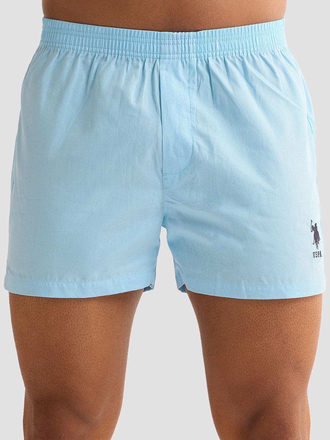 

U.S. Polo Assn. Men Pure Cotton Mid Rise Boxers OEX04-D12-PL, Blue