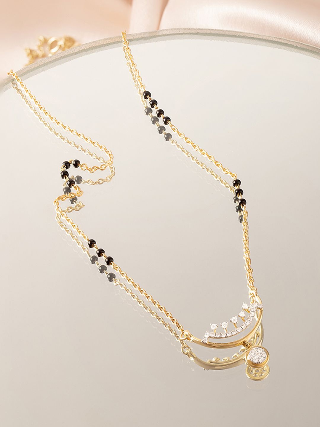 

Mia by Tanishq 14KT Gold-Plated Diamond Mangalsutra 4.797 gm, Yellow