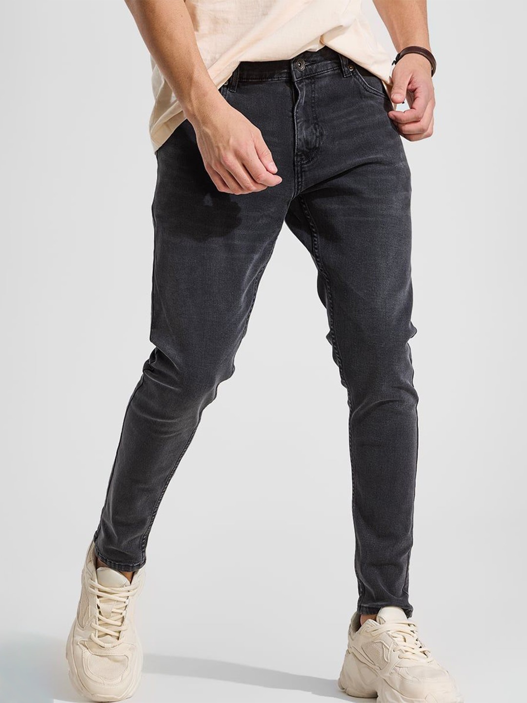 

Snitch Men Narrow Skinny Fit Heavy Fade Stretchable Jeans, Grey