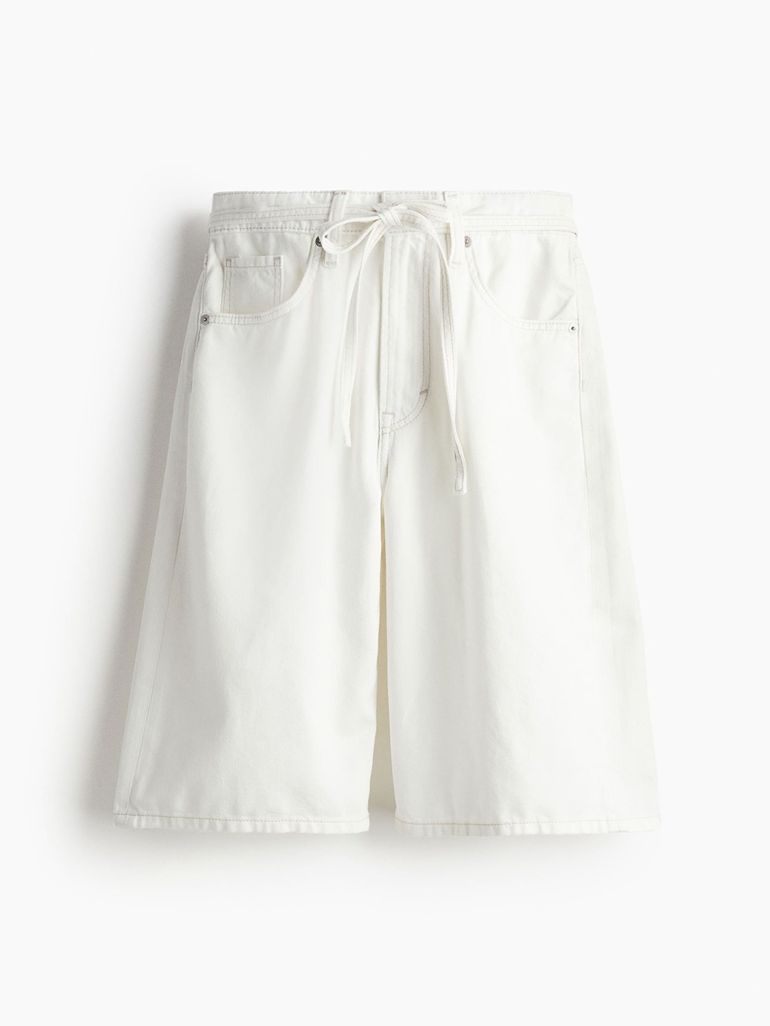 

H&M Women Bermuda Super Baggy Low Denim Shorts, White