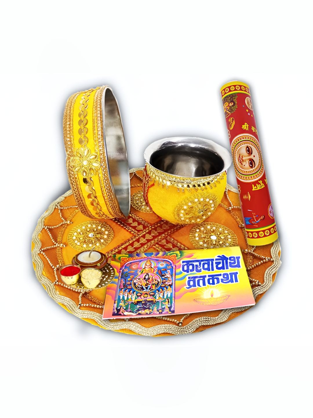 

ME & YOU Red & Yellow Karwa Chauth Puja Thali