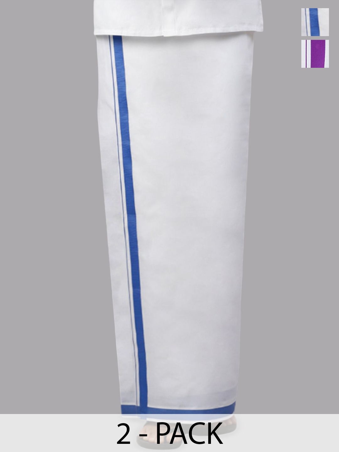 

Ramraj Men Pack Of 2 Dhotis with Border, White