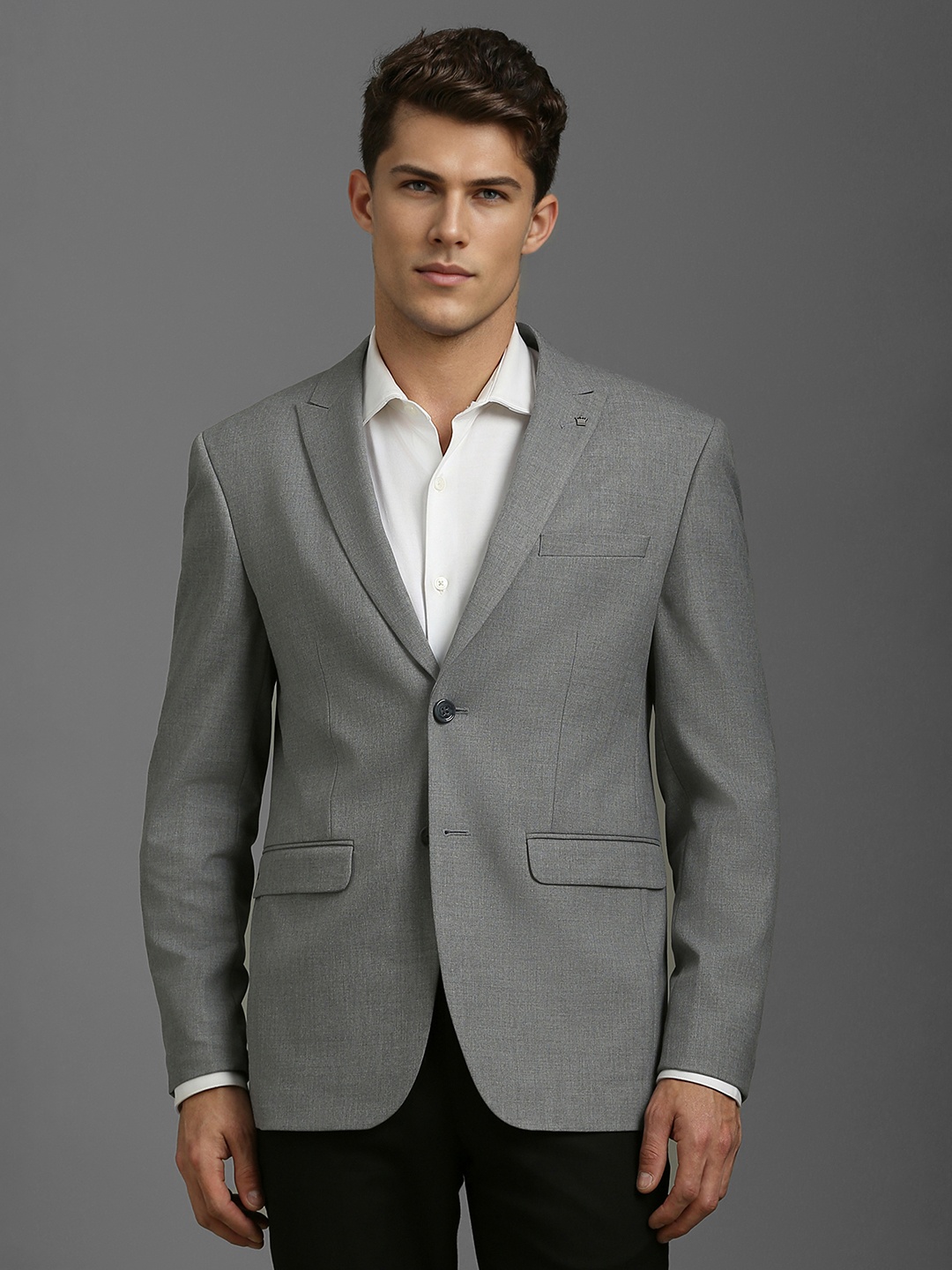 

Louis Philippe Men Slim-Fit Peaked Lapel Single Breasted Blazer, Grey