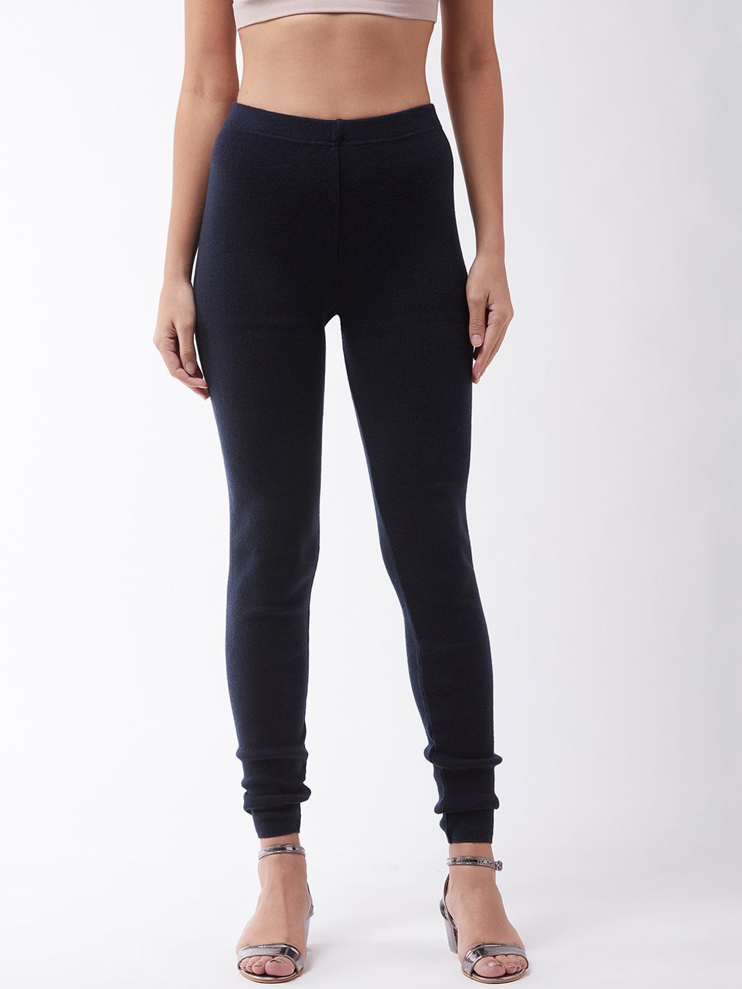 

RVK Women Slim Fit Churidar-Length Slip-On Leggings, Blue