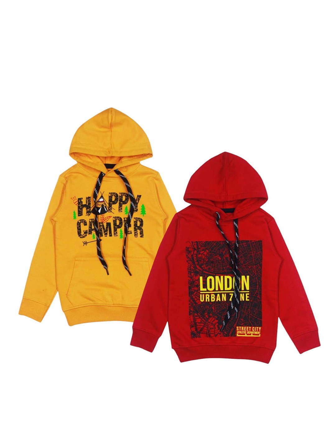 

CoolTees4U Kids Unisex Pack Of 2 Typography Printed Hooded Cotton Sweatshirts, Yellow