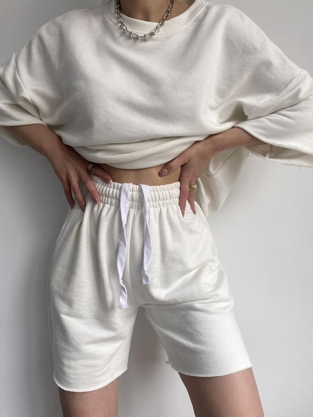 

LULU & SKY Sweatshirt With Shorts Co-Ord, White