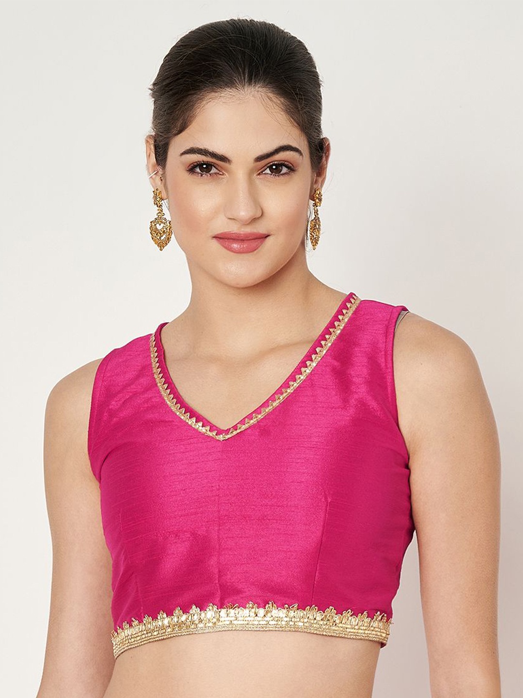 

studio rasa Embellished Sheen Crop Top, Pink