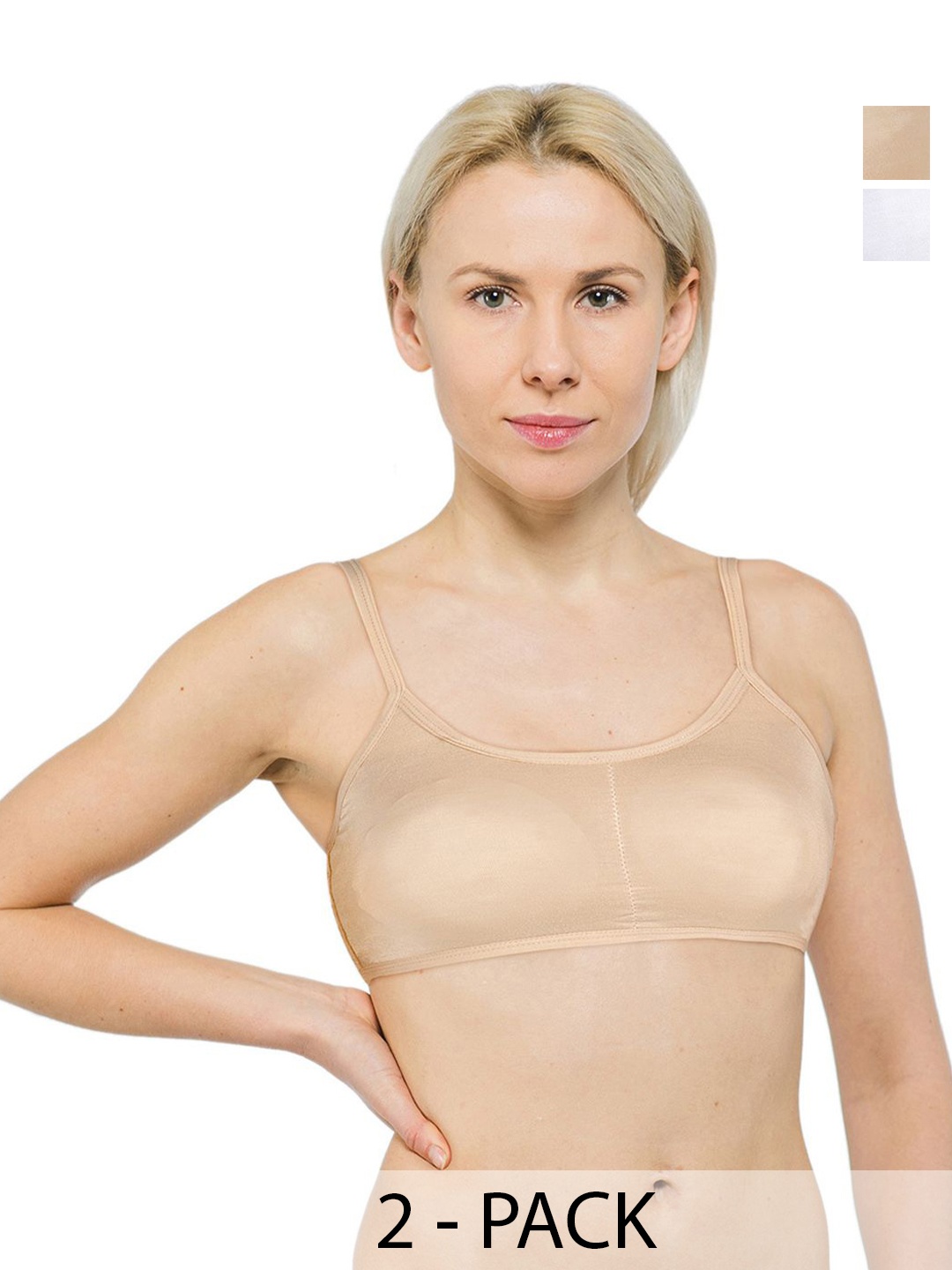 

INDIROCKS Pack Of 2 Full Coverage Removable Padding Everyday Bra, Beige