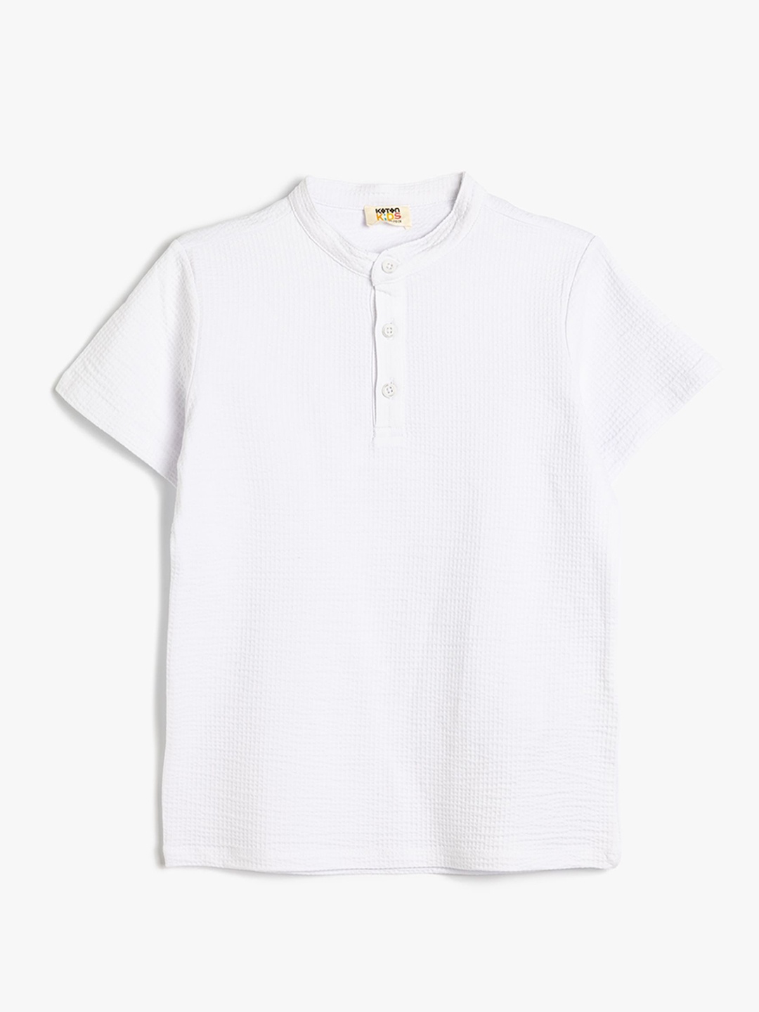 

Koton Boys Solid Henley Neck Cotton T-shirt, White