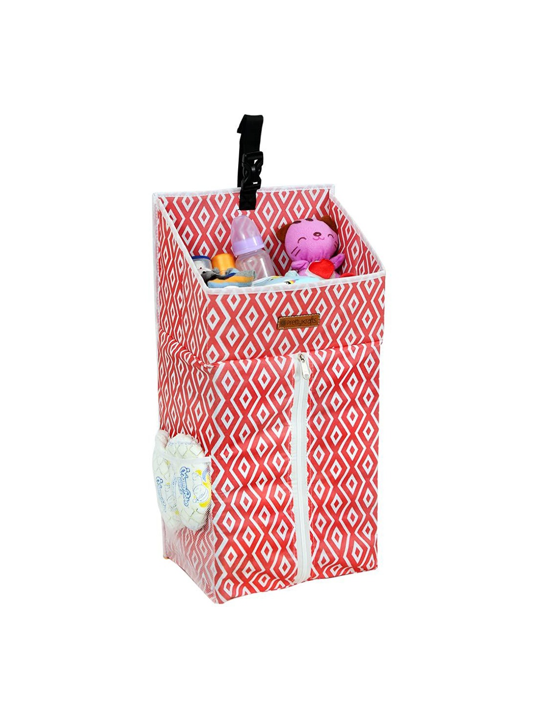 

prettykrafts Red & White Geometric Printed Reusable Multi Utility Storage Organiser