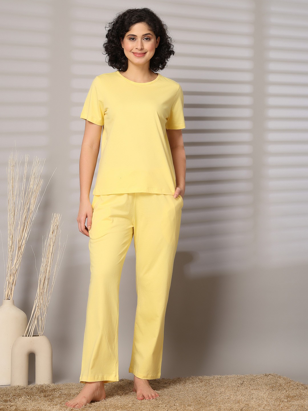 

ETC Women Pure Cotton Night suit, Yellow
