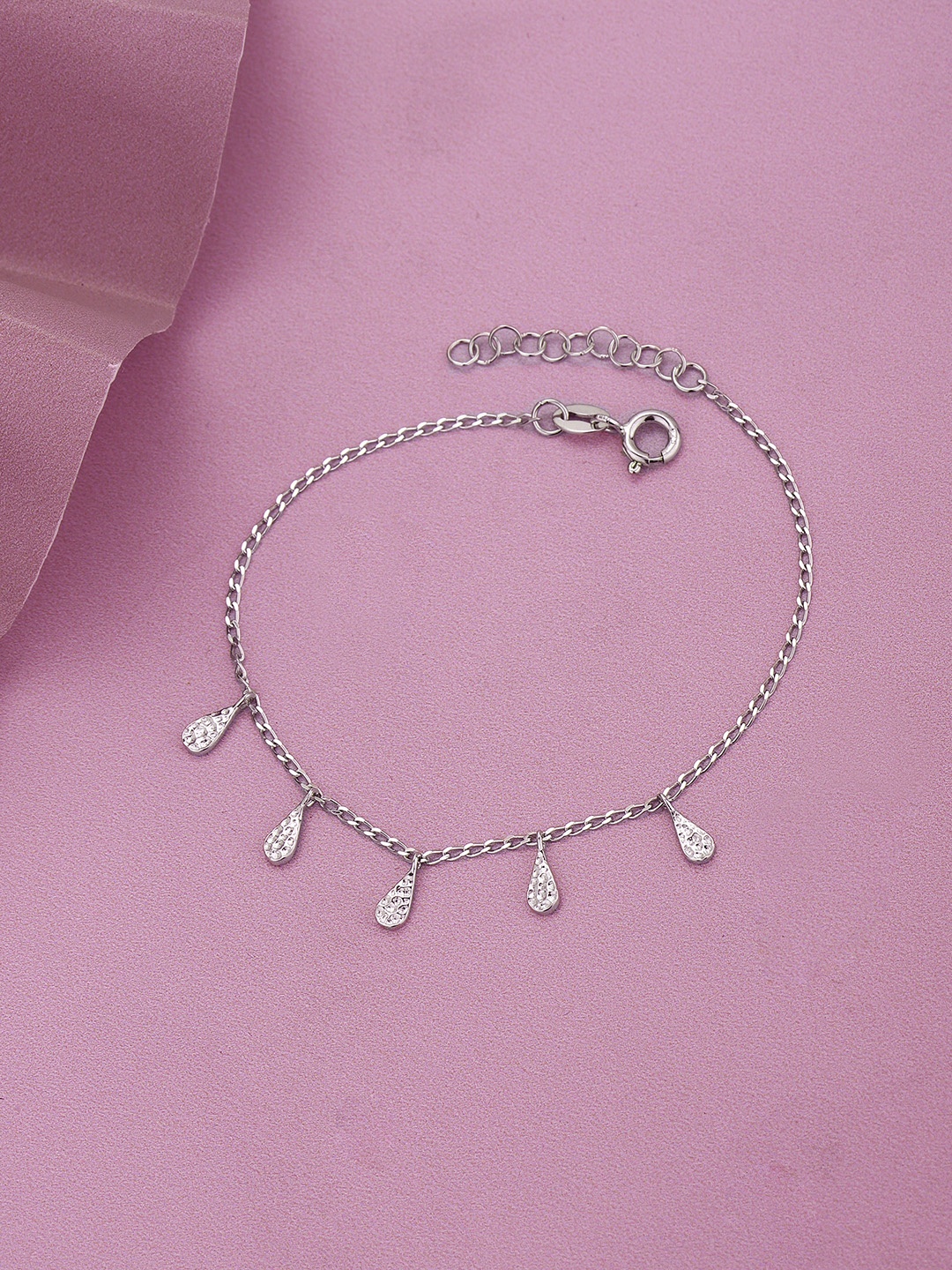 

Sangria 925 Sterling Silver Rhodium Plated Charm Bracelet