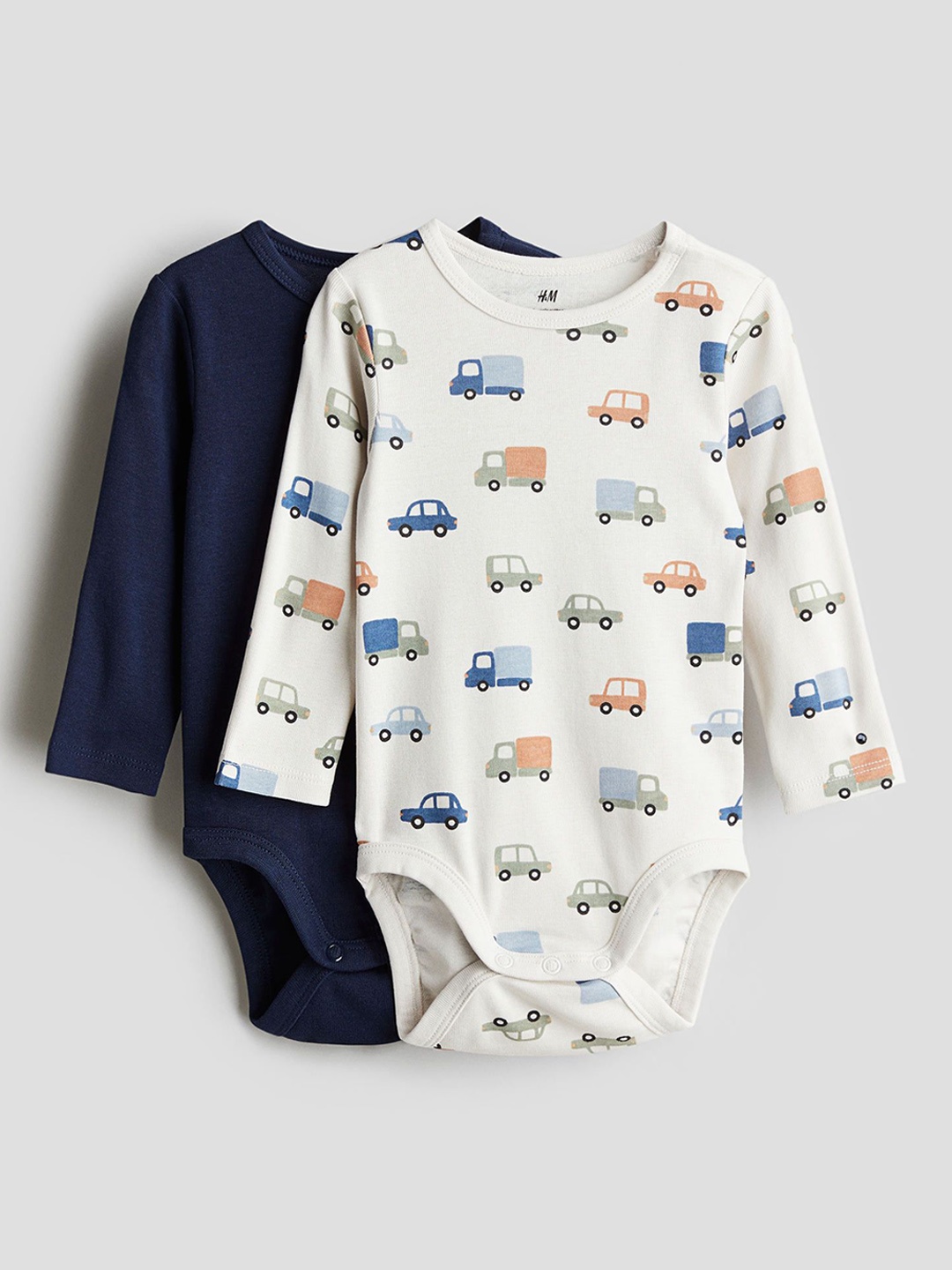 

H&M Boys 2-Pack Long Sleeved Bodysuits, White