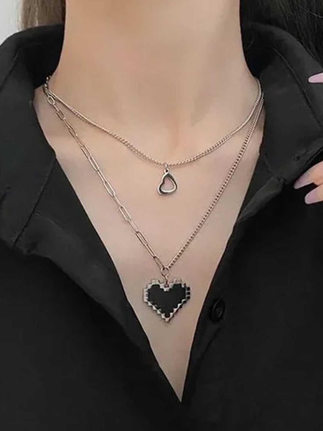 

SALTY Stainless Steel Palpita Layered Necklace, Silver
