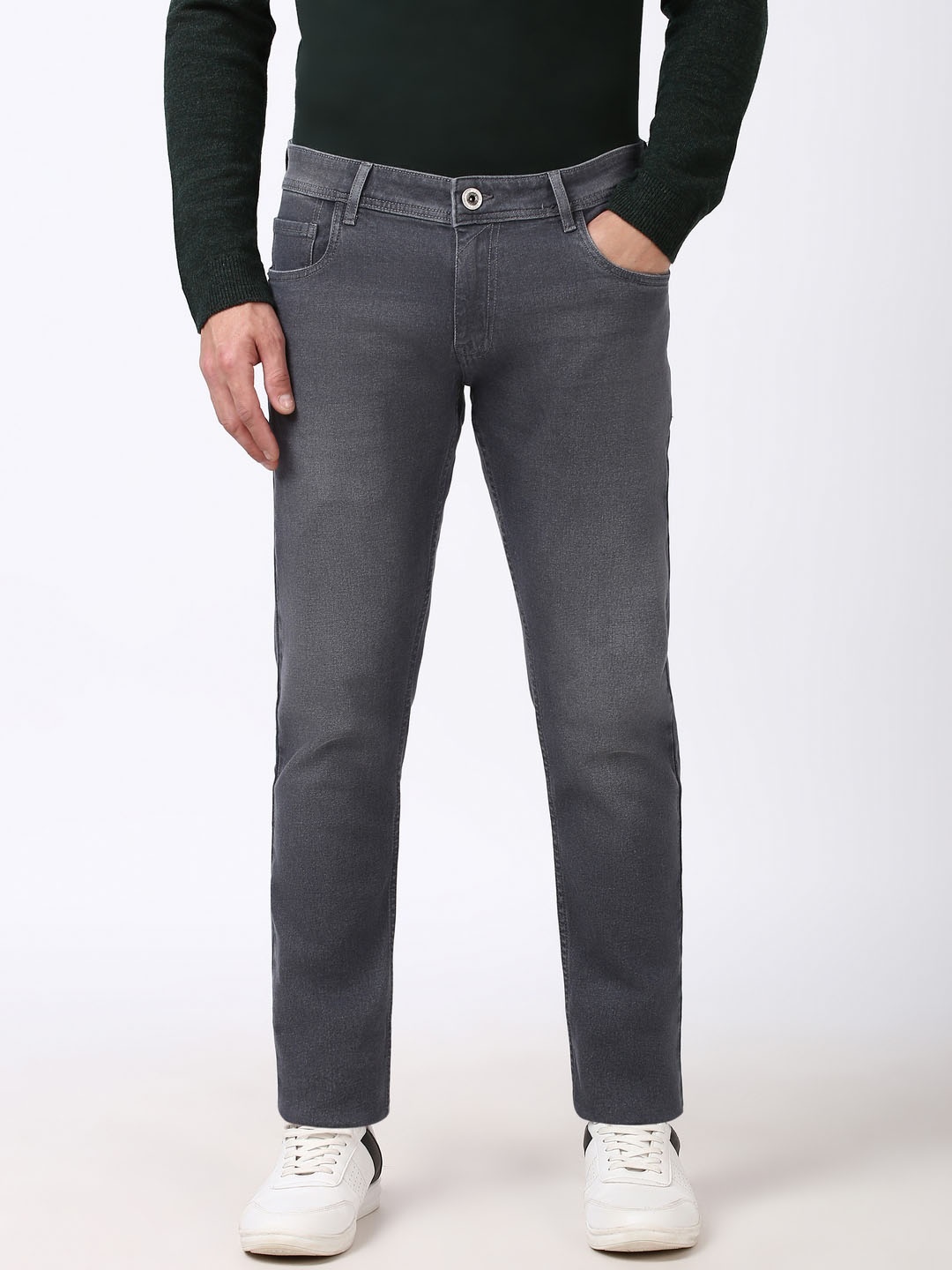 

Peter England Casuals Men Skinny Fit Light Fade Jeans, Grey