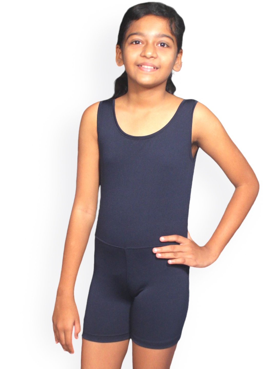 

Aqua Holic Kids-Unisex Solid Round Neck Swimwear Suit, Navy blue