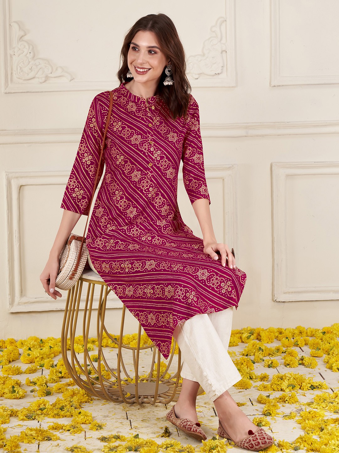 

Anouk Women Ethnic Motifs Printed Kurta, Pink