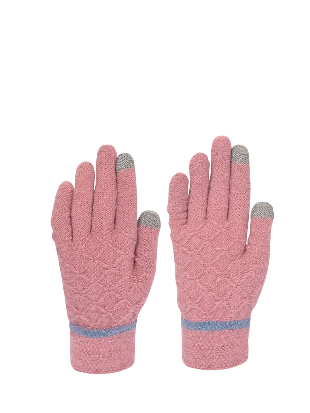 

LOOM LEGACY Women Patterned Acrylic Touchscreen Winter Gloves, Peach
